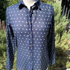 J.Crew Navy/White Polka Dot Oversized Boy Shirt